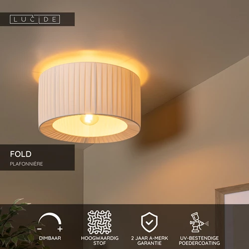 Lucide FOLD - Plafonnière - Ø 40 cm - 1xE27 - Wit - USP